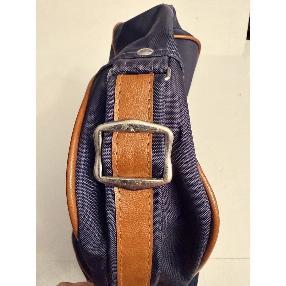 Vintage 80s Japan Airlines In Flight Weekend Bag Navy Blue Brown Nylon 16
